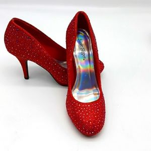 Ruby Slippers with sparkle stones by silver slipper